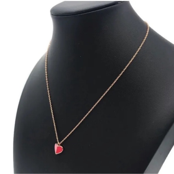 KATE SPADE ♠️ Heritage Heart Red/Pink Necklace - Picture 5 of 7